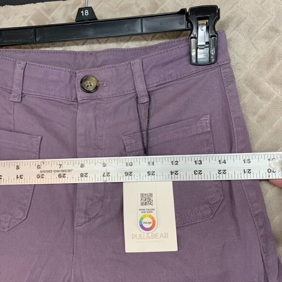 Pull & Bear Womens Small Denim Jeans Lavender Purple Straight Ankle Mid Rise - Picture 10 of 15